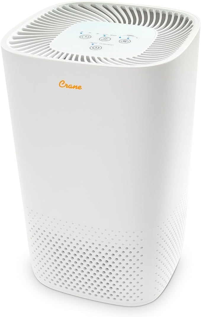Crane Air Purifier with True HEPA Filter, UV Light, 250 Sq Feet Coverage by Crane