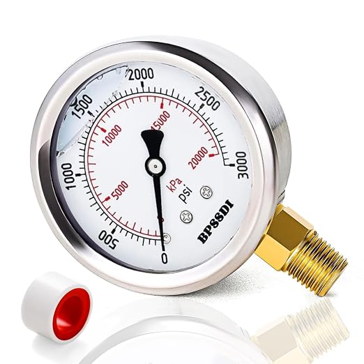 0-3000 Psi Glycerin Liquid Filled Hydraulic High Pressure Gauge, 2.5" Dial Size by BPSSDI