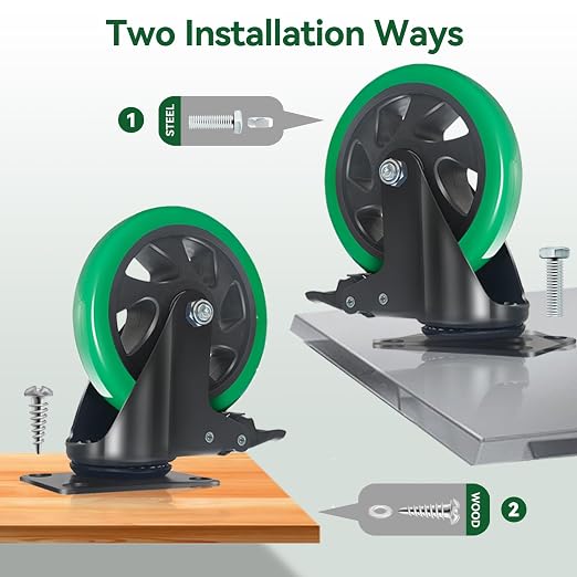 Caster Wheels 4 Inch, Swivel Plate Casters Set of 4 Heavy Duty 2000lbs - Image 6