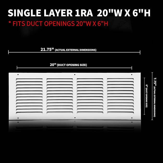 20x6 Air Register, Air Return Vent Cover, Flat Vent Cover, Rejillas De Aire - Image 2