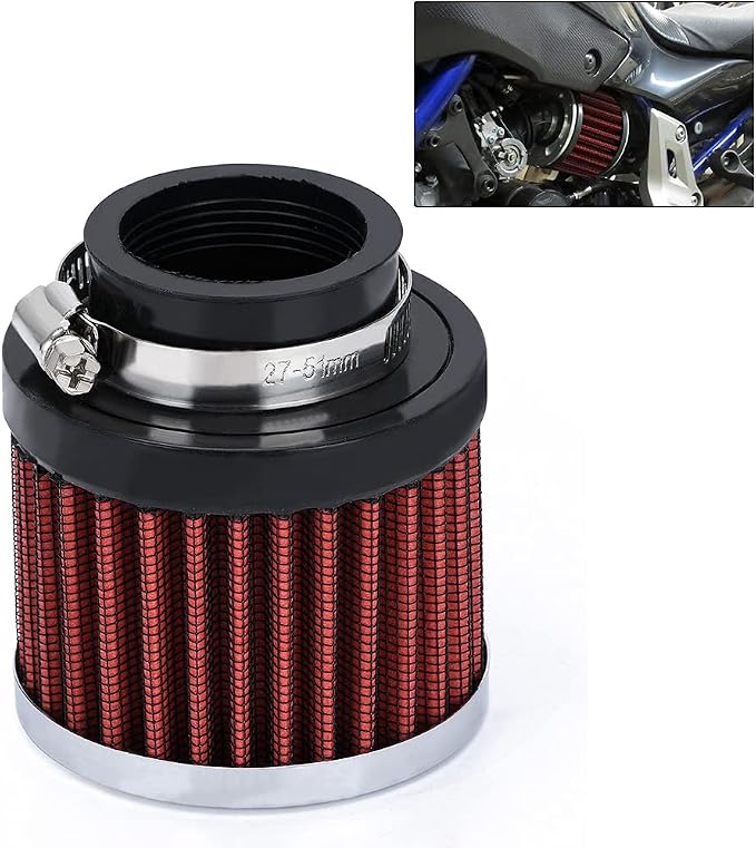 PTNHZ Universal Red Neck 1.5" 38mm Car High Flow Cold Air Intake Air Filter by PTNHZ+RACING