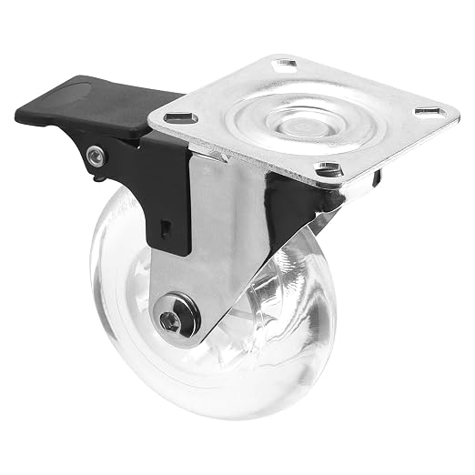 3 Inch Swivel Caster Wheels Set of 4, 800lbs Clear Polyurethane Plate Casters - Image 3
