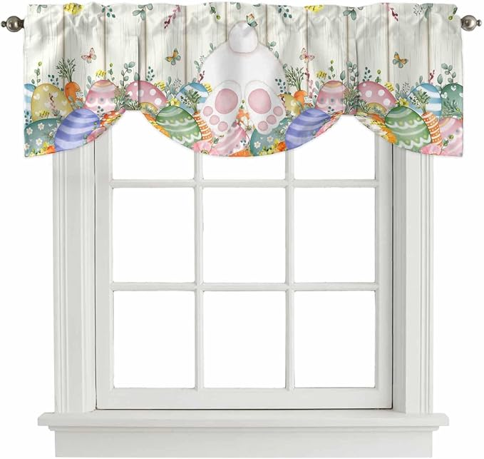 Easter Tie Up Valance Curtains for Windows, Kitchen Curtains Window Shades by Unknown