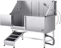 VEVOR Stainless Steel Dog Washing Station, Professional 62 inch Pet Grooming Tub w/Ramp, PE Water Filter Board, Faucet & Showerhead & Soap Holder Bathtub for Large & Medium & Small Pets (Left Door)