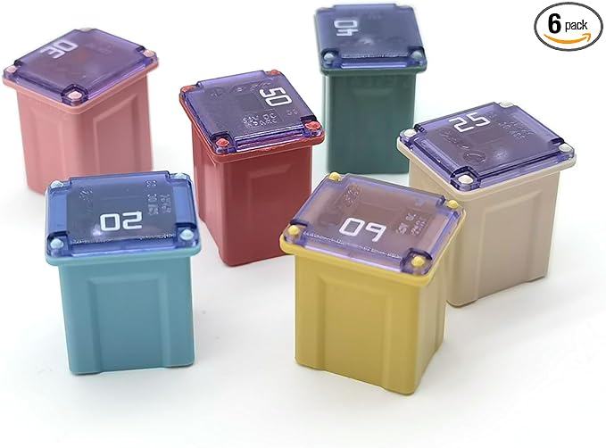 6 PCS 58V Mini Block Fuse car Fuse Square Low Profile Box Shaped Kit, by Flygun