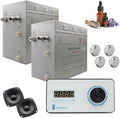 Superior Encore Plus 24 kW Steam Shower Generator Kit with Horizontal White Keypad & Aromatherapy Oils Set |Self-Draining Steam Generator|One-click Connection Cord|Bluetooth Audio|