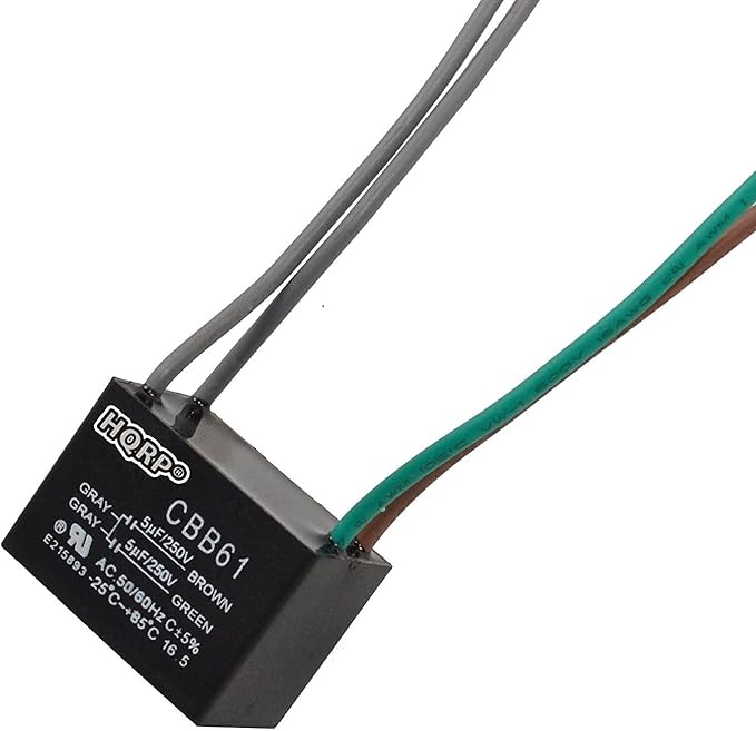 HQRP Capacitor Compatible with Hampton Bay Ceiling Fan CBB61 5uf+5uf 4-Wire by HQRP