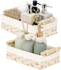 GRANNY SAYS Gray Wicker Baskets, Decorative Baskets for Shelves, Basket Organizer with Handles, Small Wicker Baskets for Organizing, Toilet Paper Baskets for Organizing, Set of 2
