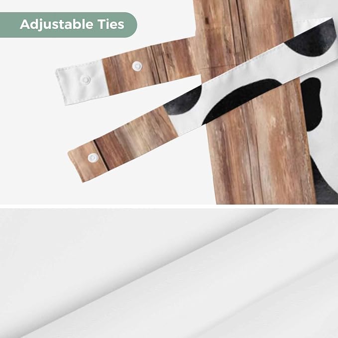 Cow Printed Tie Up Valance Curtains - Image 7