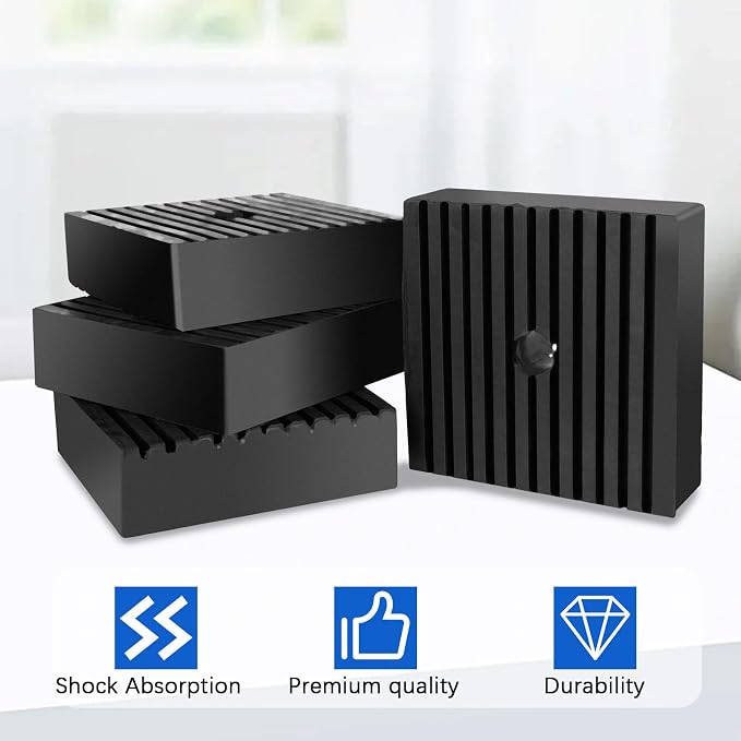4" x 4" x 1" Shock Pad for Air Compressor or Equipment Solid Rubber, 4 Pack - Image 3