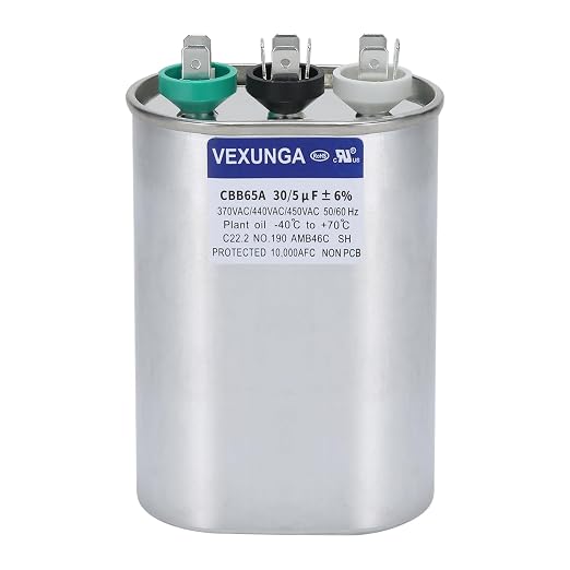 VEXUNGA 30/5 uF 30+5 MFD 370V 440V 450V Oval Dual Run Start AC Capacitor 30 5 by VEXUNGA