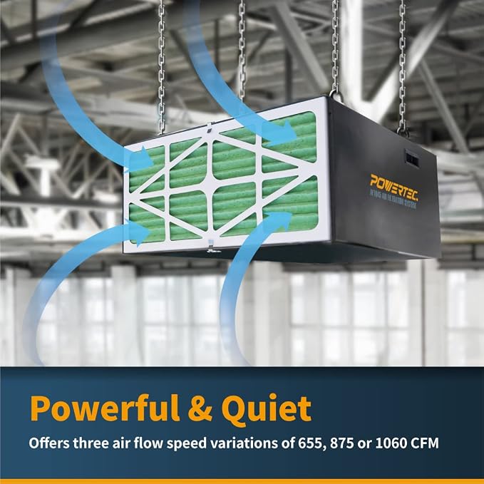 POWERTEC AF1045E 3-Speed Remote Controlled Air Filtration System Woodworking - Image 4