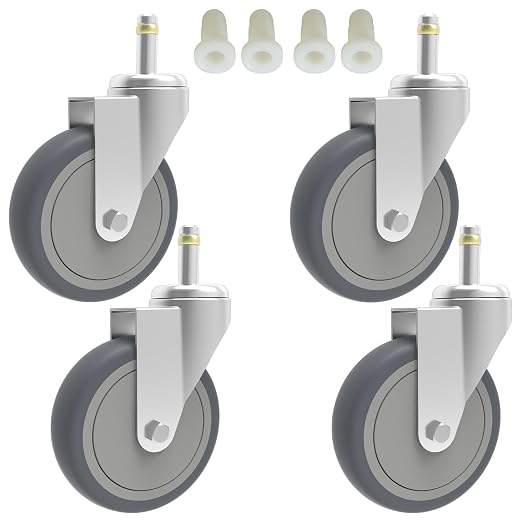 RILIDRI 4-Inch Swivel Stem Caster, 7/16-Inch Stem Diameter Rubber Wheel by RILIDRI