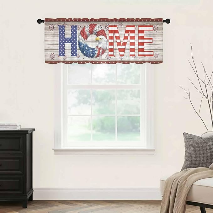4th of July Sheer Valances for Windows 54"x18", Light Filtering Kitchen - Image 9