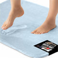 GORILLA GRIP Memory Foam Bath Rugs, Soft Absorbent Velvet Bathroom Mats, Durable Dots on Underside, Machine Washable Bathmat, Carpet Rug Room Decor for Shower Floor, 30x20 Mat, Light Blue