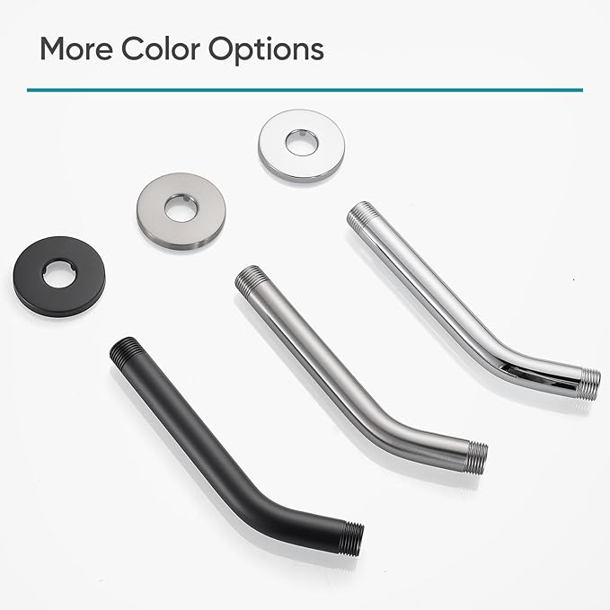 Cobbe Shower Arm with Flange and Teflon Tape, 10-Inches Wall Mounted Shower Pipe Arm Extension for Fixed Shower Head, Matte Black