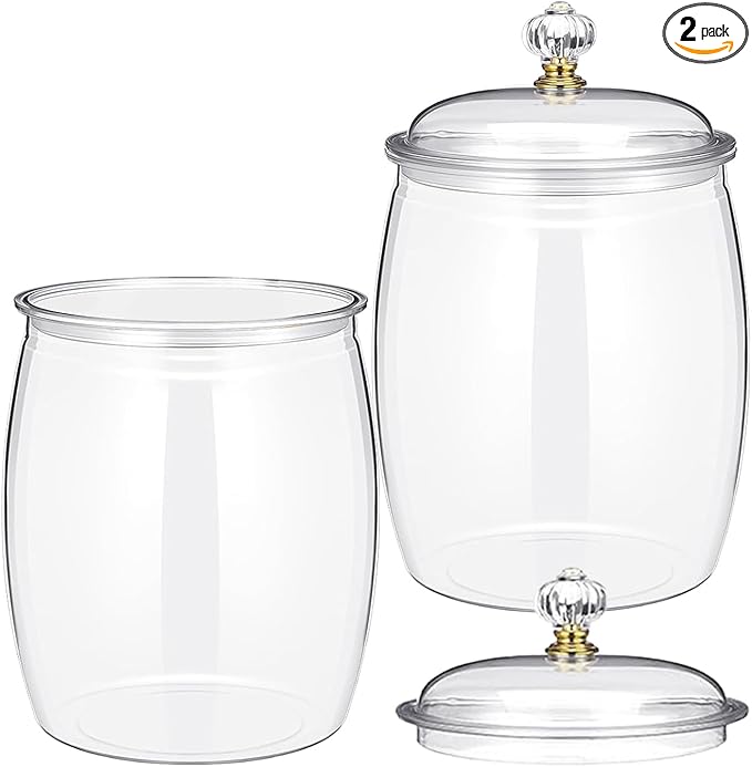 2-Piece Clear Plastic Jars,78 oz Airtight Food Storage Canisters for Candy, Cookies, & Kitchen Organization,Apothecary Jar, Buffet Containers, Large Reusable Jars for Home Decoration