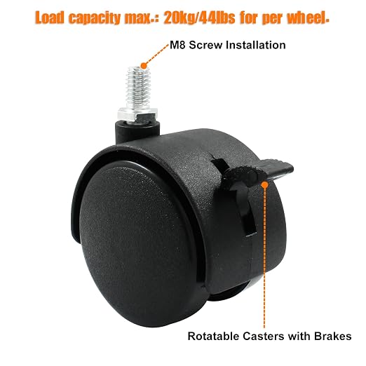 4pcs 2 Inch Swivel Caster Wheels, Heavy Duty Swivel Stem Casters Wheels - Image 4