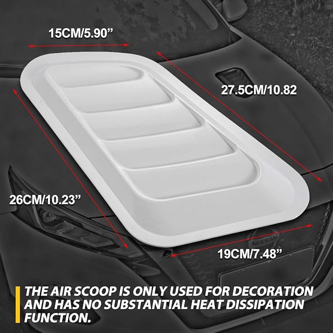 KaTur 1 Pair Universal Car ABS Decorative Air Flow Intake Scoop Turbo Bonnet - Image 6