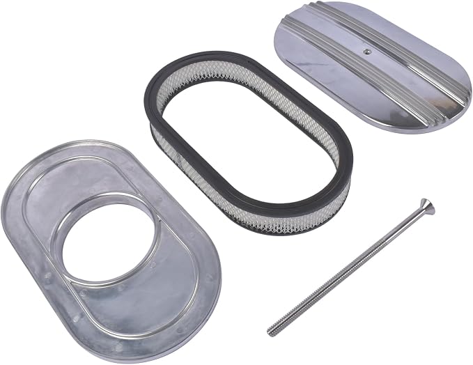 GELUOXI 15" Oval Half Finned Polished Aluminum Air Cleaner Replacement - Image 7