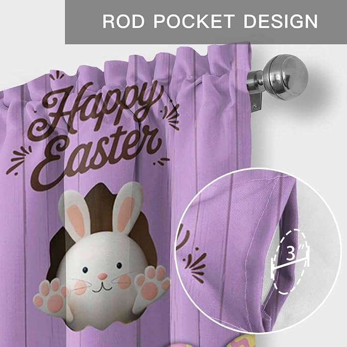 Purple Easter Curtain Valances for Windows, Kitchen Valance Window Treatment - Image 5