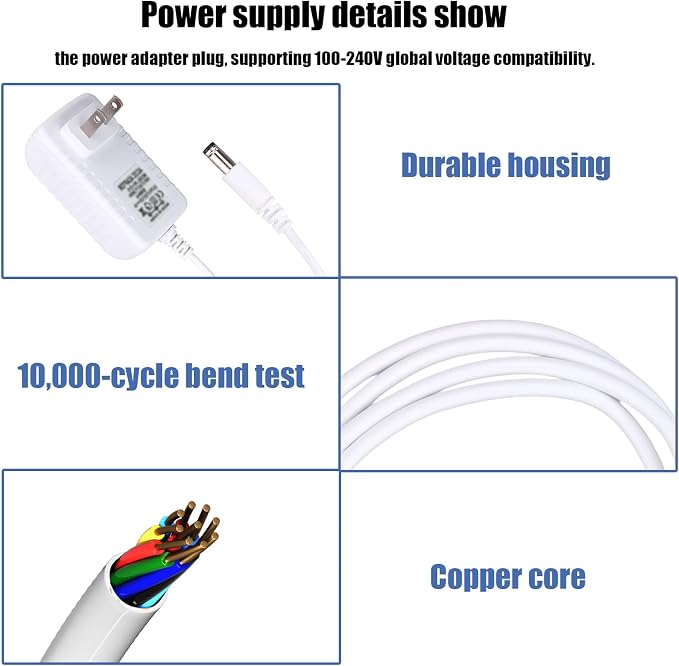 12V Power Cord for Levoit Core Mini Air Purifier, 2m/6.5ft Power Charger AC to - Image 3