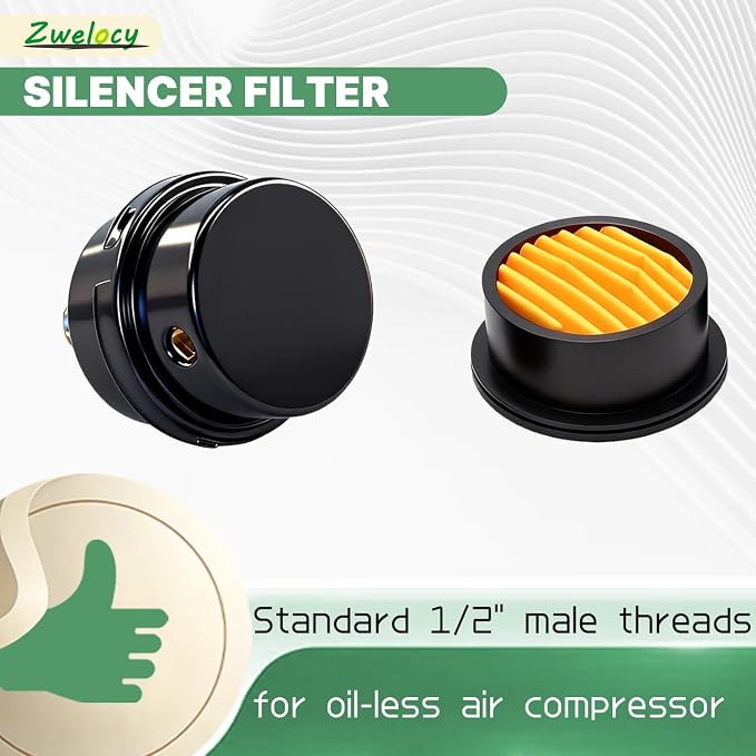 Air Compressor Silencer Filter, 1/2" Thread, 20mm Metal Noise Muffler, - Image 4