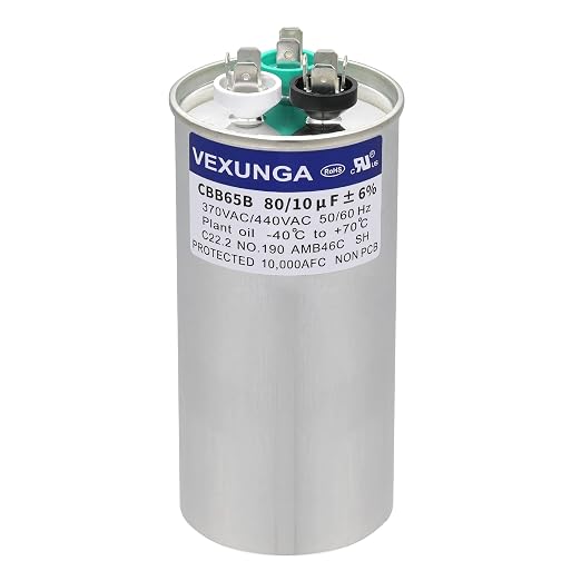 VEXUNGA 80/10 uF 80+10 MFD 370VAC or 440VAC Dual Run Start Round A/C Capacitor by VEXUNGA