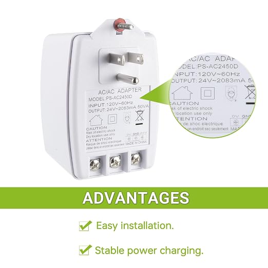 24V 2083mA Plug in Thermostat and Doorbell Transformer 24 Volt Transformer - Image 3