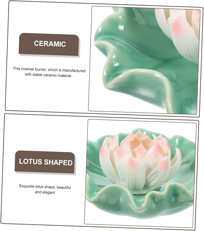 Creative Lotus Ceramic Incense Stick Holder Tray Handmade Lotus Base Incense - Image 6