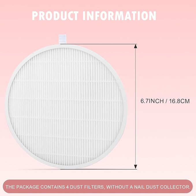 4 Pack Reusable HEPA Filters for MelodySusie Nail Dust Collector, Compatible - Image 3