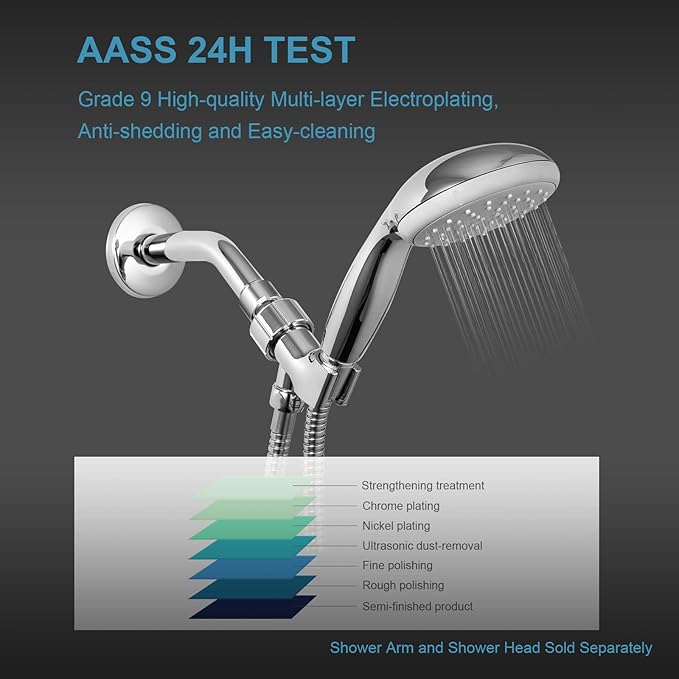 OFFO Shower Head Holder with Solid Metal Ball Joint for Handheld Shower Head, Adjustable Shower Arm Mount for Connecting Shower Arm and Shower Hose, 1/2 in IPS Female Inlet and Male Outlet, Chrome