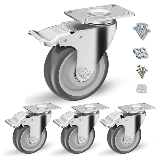 4" Swivel Plate Casters with Brake by CLOATFET