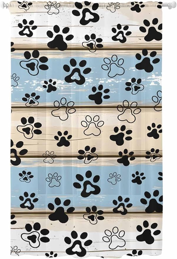 Sheer Curtains 84 Inches Long, Vintage Farmhouse Rustic Wooden Grain Privacy by Unknown