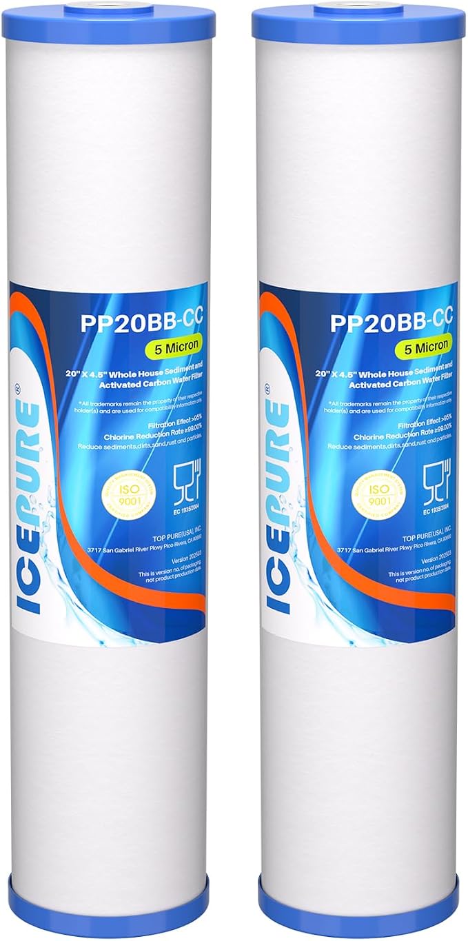 ICEPURE 5 Micron 20" x 4.5" Whole House Sediment and Carbon Water Filter by ICEPURE