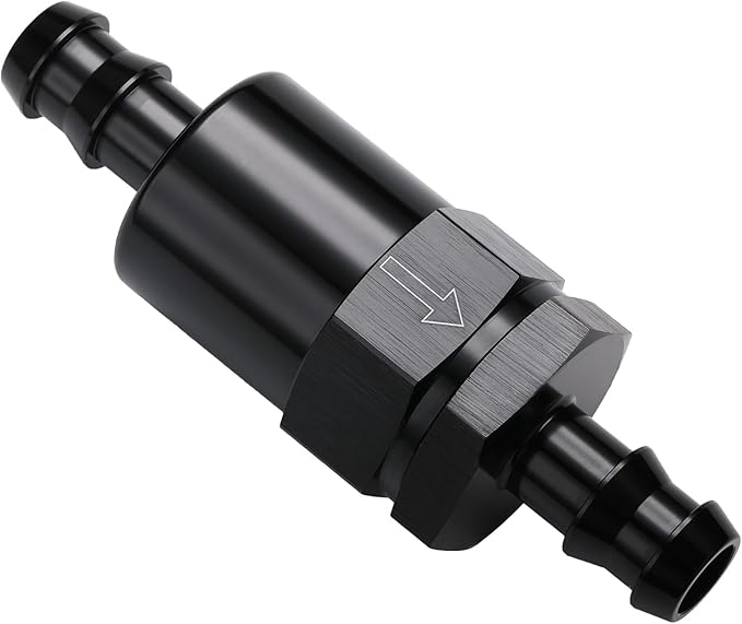 1/2" Billet Inline Fuel Filter 30 Micron Aluminum Black by Podavelle