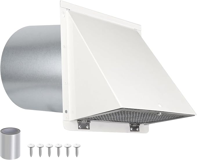 6 Inch Hooded Wall Vent with Screen and Damper, 6 Inch Exhaust Vent Cover Cap by JYINCPED