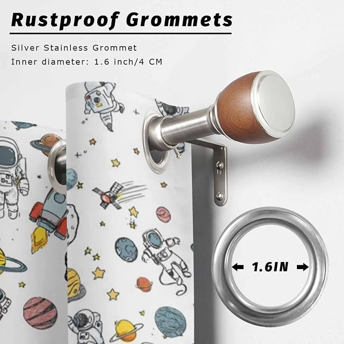 Cartoon Space Outdoor Curtains for Patio Astronauts Spacecraft Rockets - Image 2