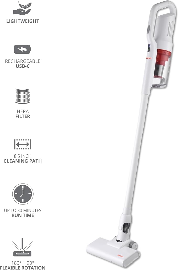 Aiwa Cordless Vacuum Cleaner, 2200mAh Rechargeable Battery Powered Stick Vacuum - Image 2