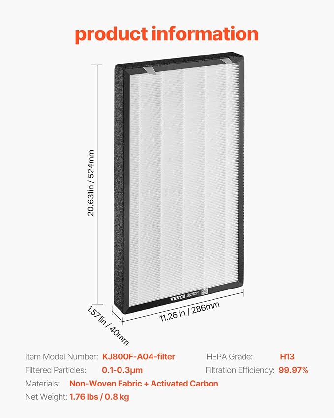 VEVOR Air Purifier Replacement Filter, 2-in-1 Compact & Lightweight Replacement - Image 6