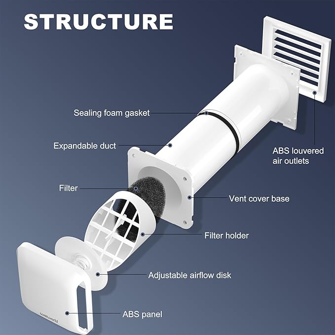 4 Inch Square Passive Air Vent, Adjustable Airflow Ventilation Kit - Image 3