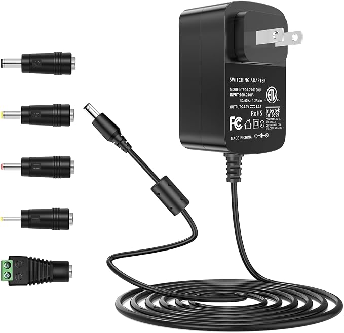 100V-240V to 24V Power Supply, 24V 1A Power Adapter 5.5x2.1mm by MAREISA