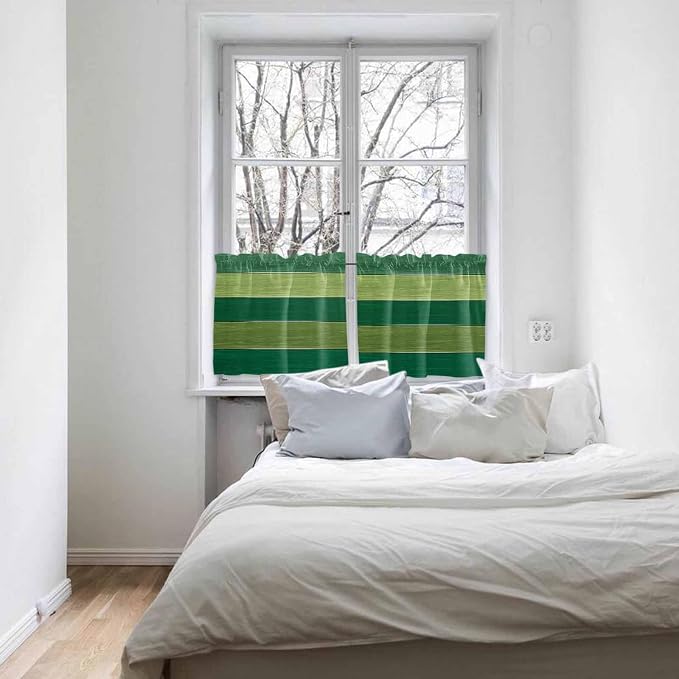 Farm Retro Green Wood Grain Window Valance Curtains, Rustic Wooden Plank - Image 7