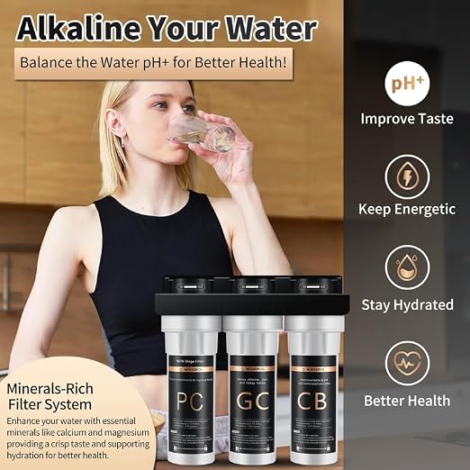Under Sink Alkaline Water Filter, 9-Layer Water Filter System Reduces Heavy - Image 2