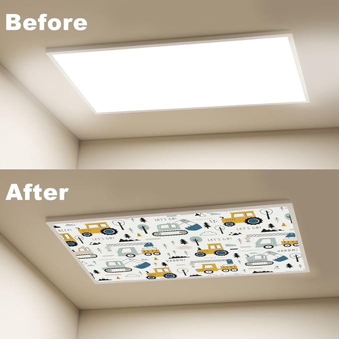 6 Pcs Fluorescent Light Covers for Ceiling Lights Colorful Construction Vehicle - Image 4