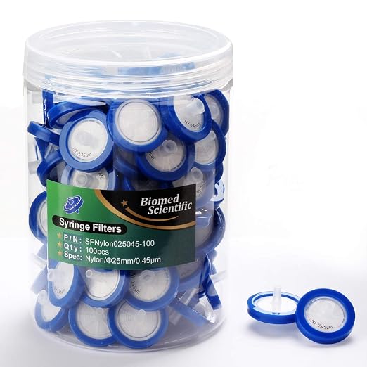 Syringe Filters Nylon 25mm Diameter 0.45um Pore Size Non Sterile Pack of 100 by by Biomed+Scientific