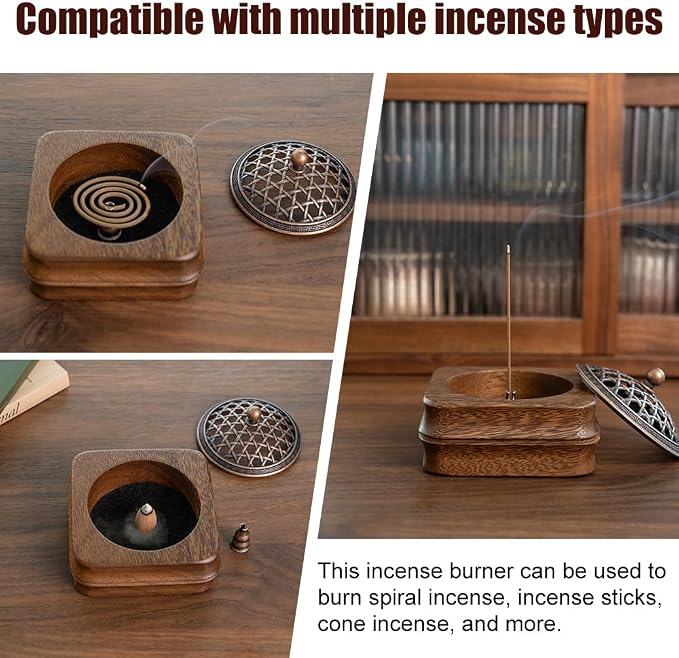 Bamboo Node Walnut Wood Incense Burner Holder - Image 7