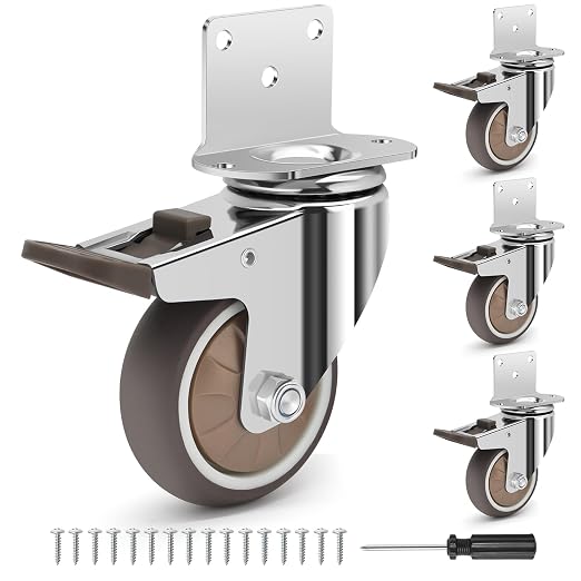 Side Mount Caster Wheels 3 Inch Set of 4 by Humagineer