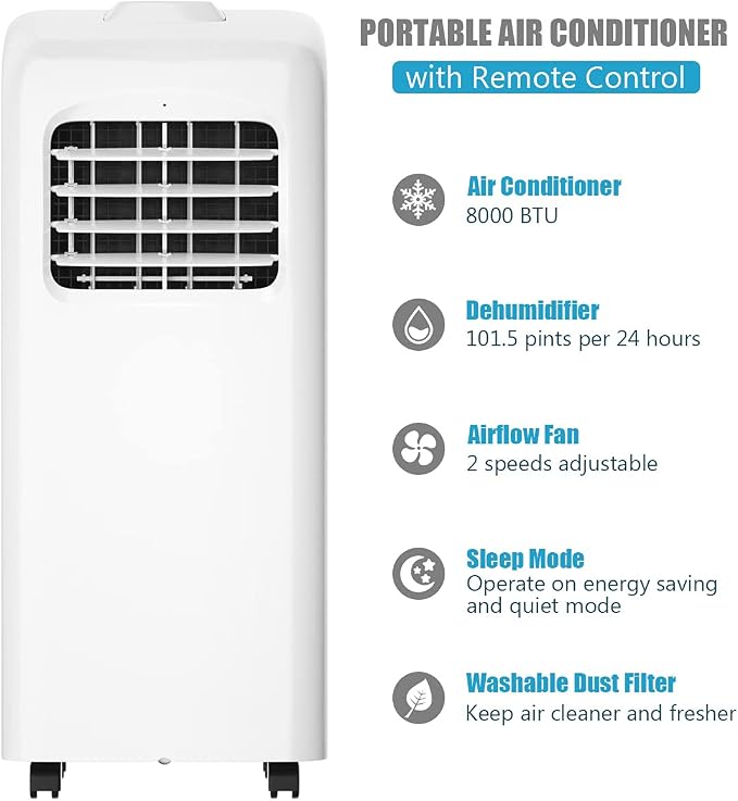 COSTWAY Ashrae 8000 BTU Portable Air Conditioner - Image 6