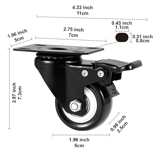 2" Caster Wheels Set of 8, Heavy Duty - Image 3